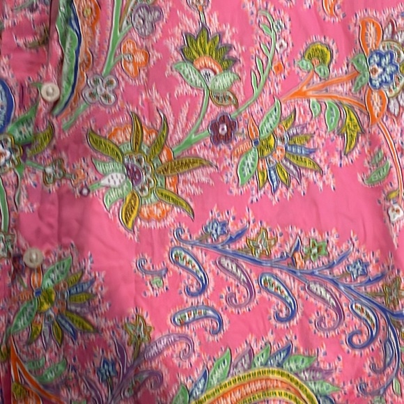 Ralph Lauren Size S/P Button Up Paisley Print Pink Collar Shirt Blouse - Picture 2 of 7